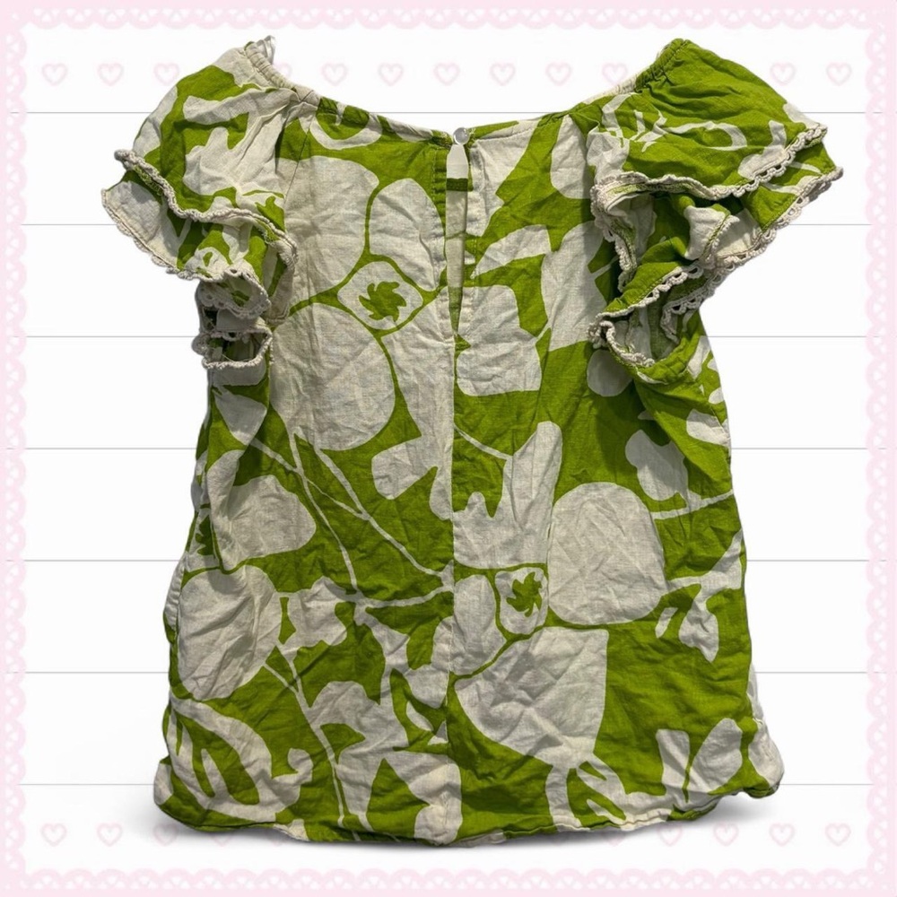 christian siriano green & white floral lace tee